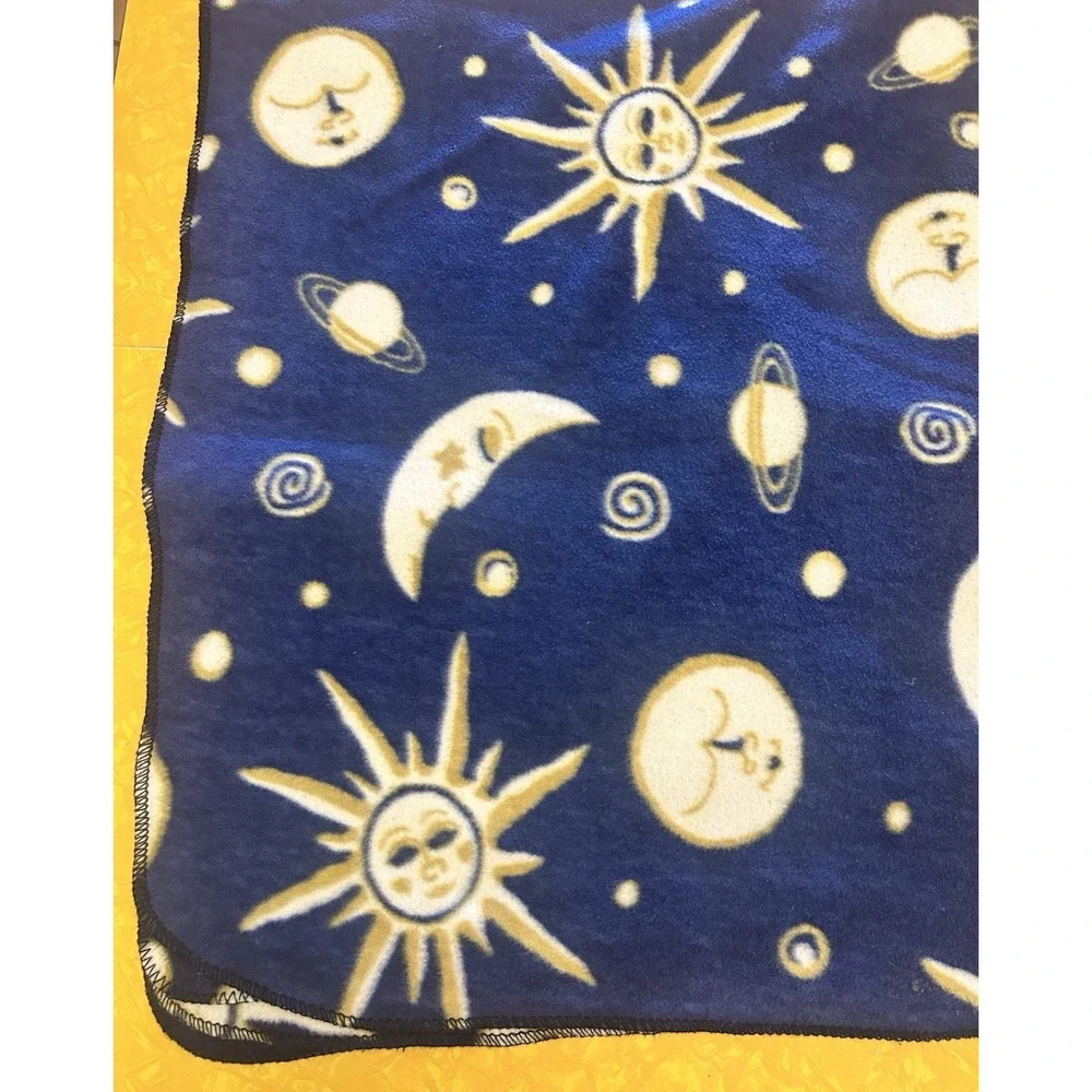 VTG 90s Y2K Celestial Fleece Throw Sun Moon Stars